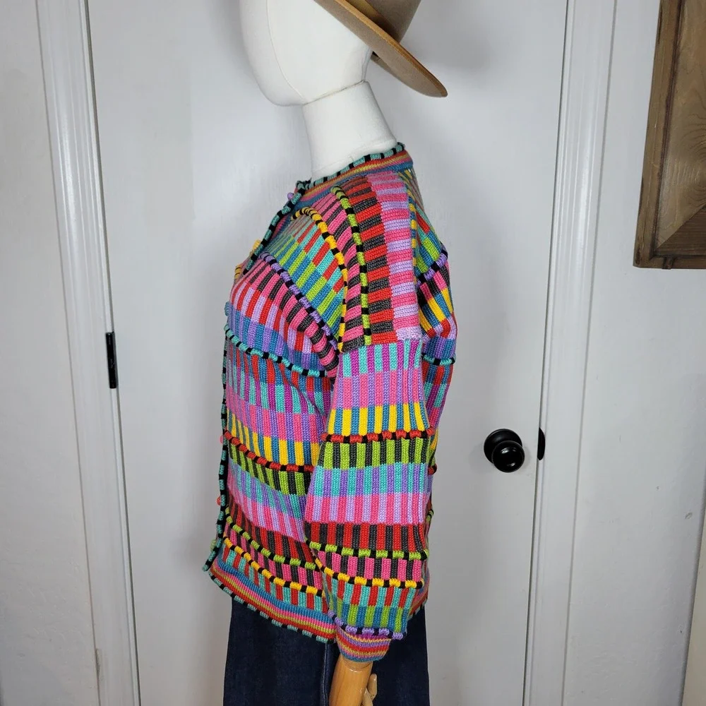 Christine Foley Vintage Retro Colorful Cardigan Small Cottagecore Boho Artsy - Picture 5 of 10